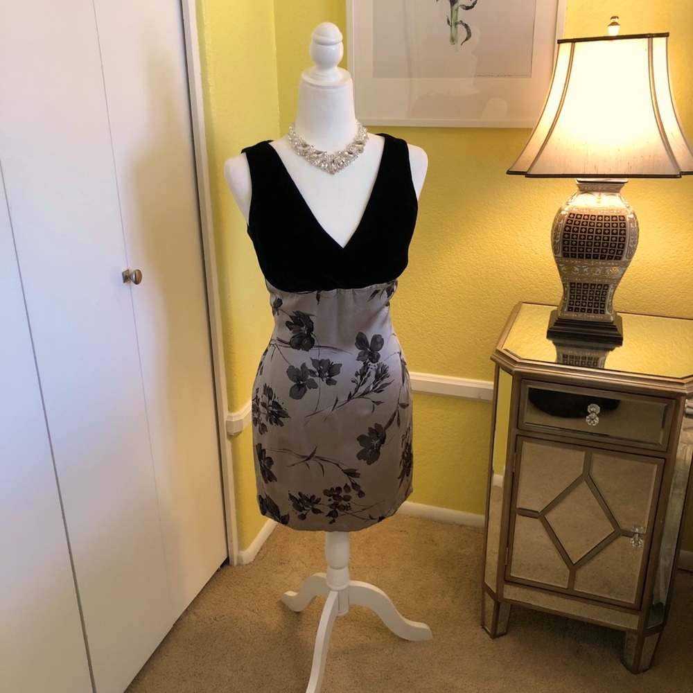 Emanuel Ungaro black and grey silk mini dress sz6